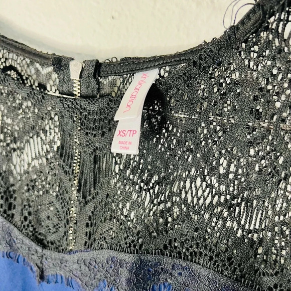 Xhilaration Navy Blue Dress Black Lace Long Sleeves Effortless Elegance Size XS - Picture 14 of 14